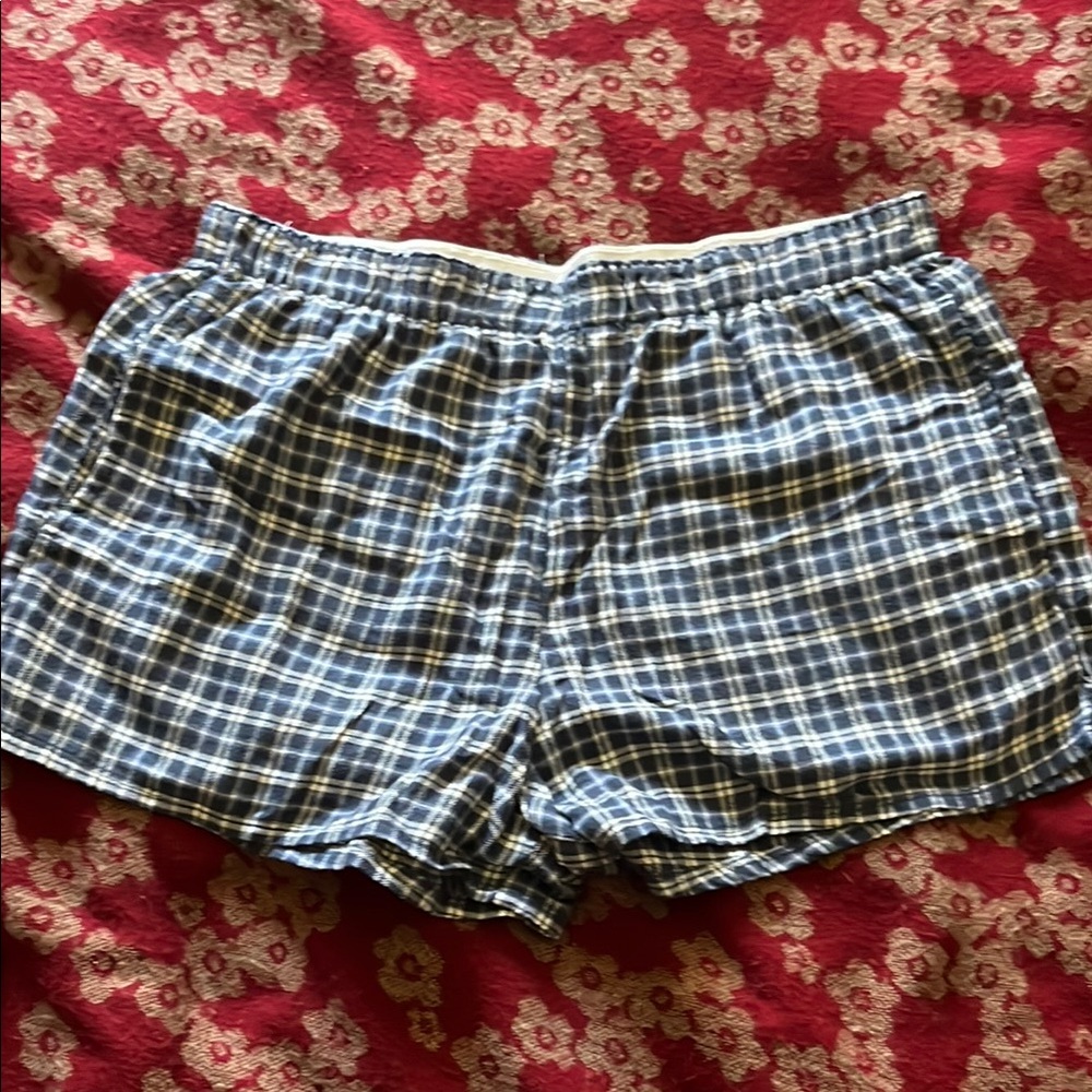 Hollister Navy and White Plaid Sleep Shorts